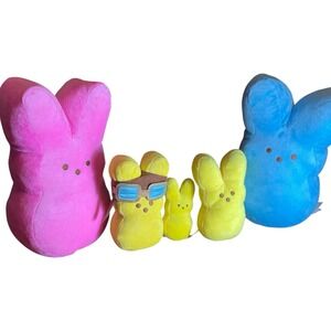 PEEPS Plush Bunny Toys Set of 4 Yellow Easter Stuffed Animals Kidcore Candy Cute